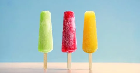 Summer ice popsicles on a blue background. Stock Photos