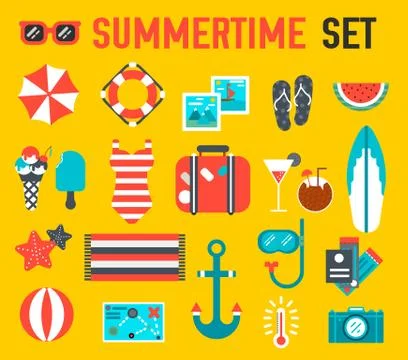 Summer icon flat illustration background design Stock Illustration