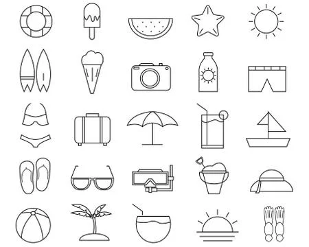 Summer icon outline Stock Illustration