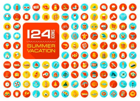 Summer icon set. Summertime. Vacation Stock Illustration