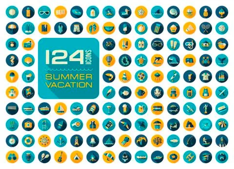 Summer icon set. Summertime. Vacation Stock Illustration