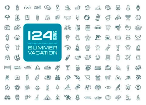 Summer icon set. Summertime. Vacation Stock Illustration