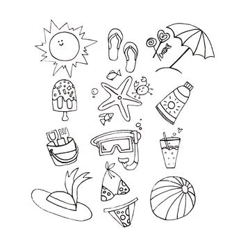 Summer icon set in thin line style Stock Illustration