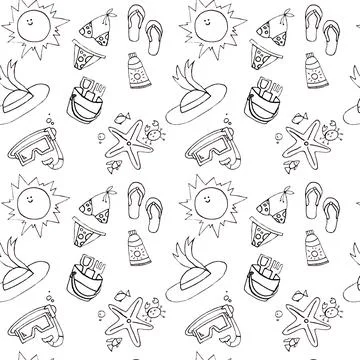 Summer icon set in thin line style Stock Illustration