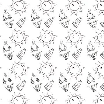 Summer icon set in thin line style Stock Illustration