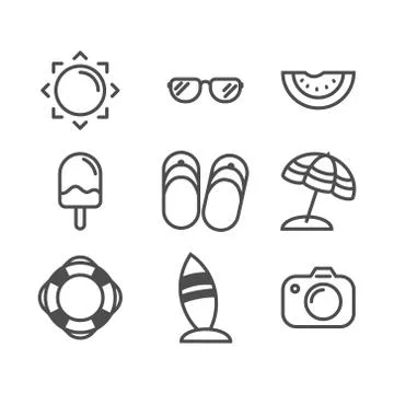 Summer icon set. vector illustration Stock Illustration