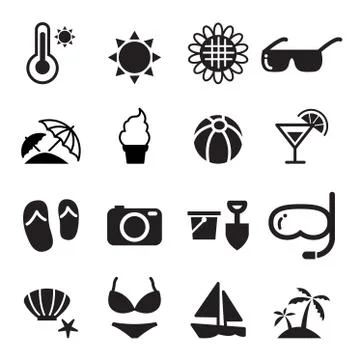 Summer icon symbol set Illustrazione stock