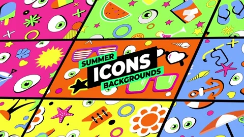 Summer Icons Backgrounds 库存 After Effects