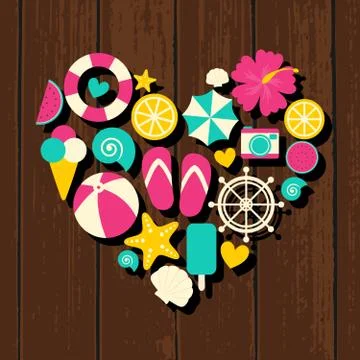 Summer icons collection Stock Illustration