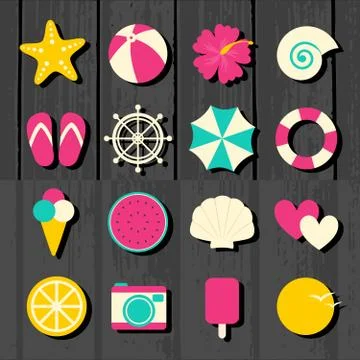Summer icons collection Illustrazione stock