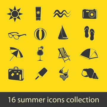 Summer icons collection Stock Illustration