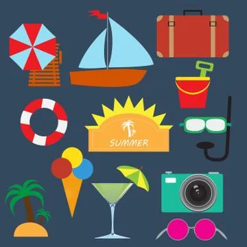 Summer icons Stock Illustration