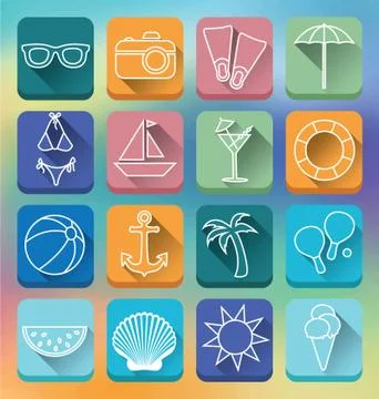 Summer icons Stock Illustration