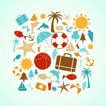 Summer icons Stock Illustration
