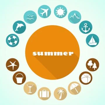 Summer icons Illustrazione stock