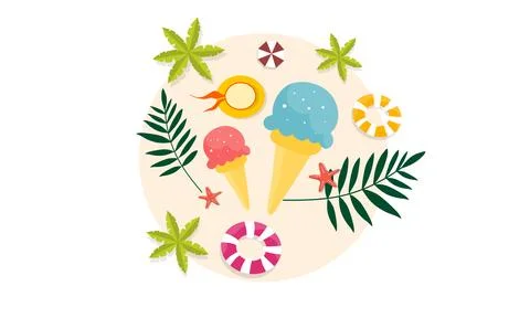 Summer illustration vector day for summer time background and summer vibes,.. Illustrazione stock