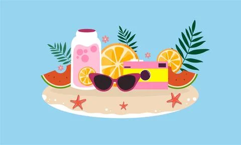 Summer illustration vector day for summer time background and summer vibes,.. Stock Illustration