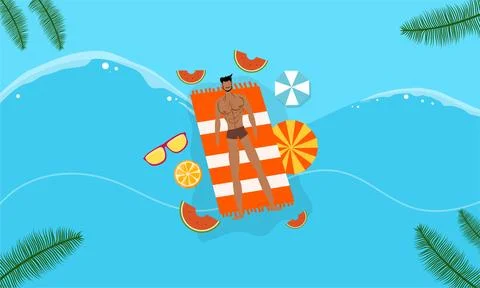 Summer illustration vector day for summer time background and summer vibes. Illustrazione stock