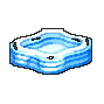 Summer inflatable swimming pool game pixel art vector illustration Illustrazione stock