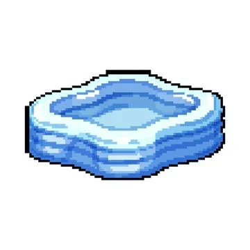 Summer inflatable swimming pool pixel art vector illustration Stockillustratie