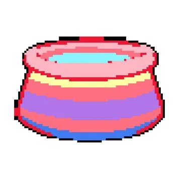 Summer inflatable swimming pool pixel art vector illustration Illustrazione stock
