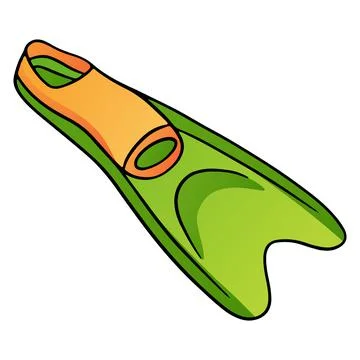 Summer items flippers diving for swimming yellow with green in cartoon style Stock Illustration