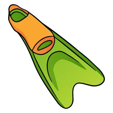 Summer items flippers diving for swimming yellow with green in cartoon style Stock Illustration