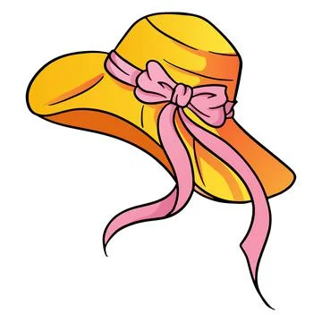 Summer items jelly hat with pink bow in cartoon style Stock Illustration