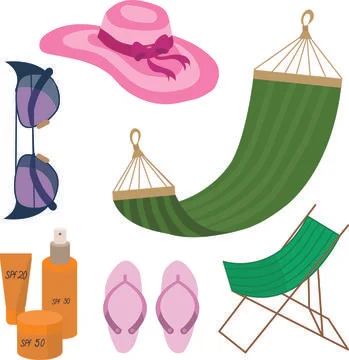 Summer items set Stock Illustration