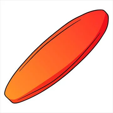 Summer items surfboard orange with red color in cartoon style Stock Illustration