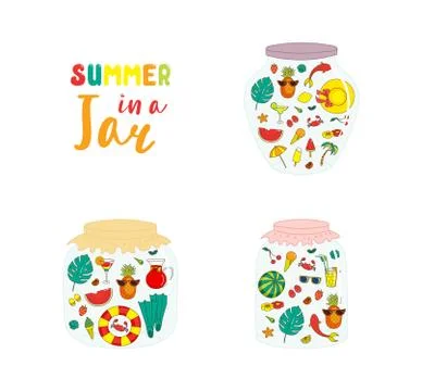 Summer in a jar illustration Stock Illustration
