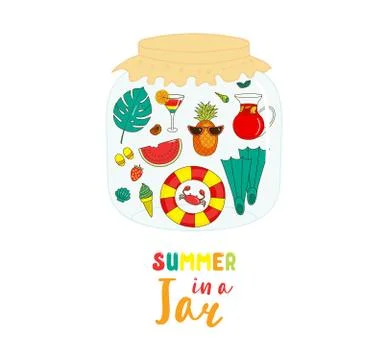 Summer in a jar illustration Stock Illustration
