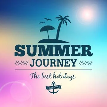 Summer journey vector text typography vintage poster isolated from background イラスト素材
