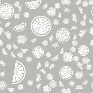 Summer juicy Seamless pattern with Monochrome Citrus Slices vector illustrati Stock Illustration
