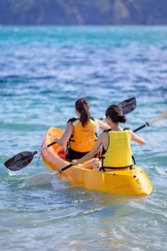 Summer kayaking in the ocean Stock Photos