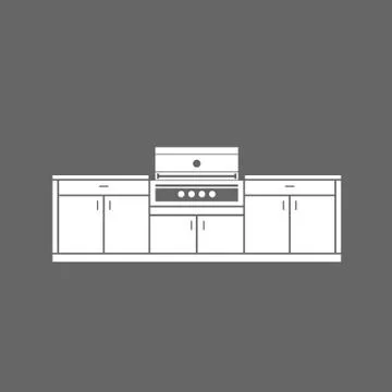 Summer kitchen cabinets with grill Stock Illustration