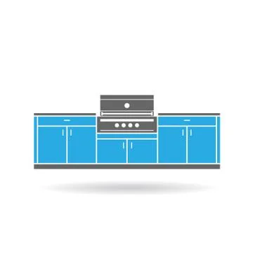 Summer kitchen with grill Stock Illustration