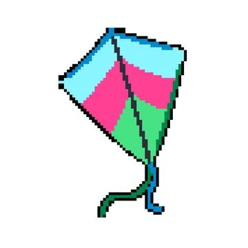 Summer kite pixel art vector illustration Stock Illustration