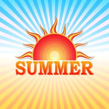 Summer label with sun and rays Stock Illustration