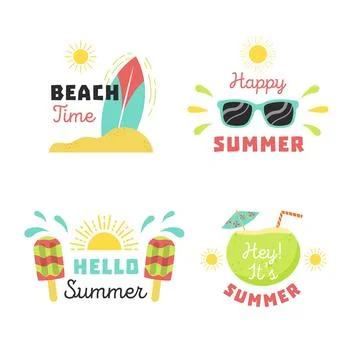 Summer labels in flat design 스톡 일러스트