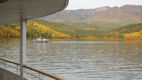 Summer on Lake Baikal from the deck of the ship Video stock 91548741