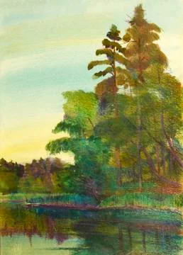 Summer lake Stock Illustration