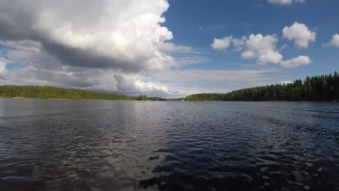 Summer Lake Landscape Forest Clouds Video stock 77246492