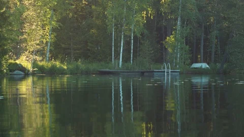 Summer lake landscape with reflection Stock Footage 90549501