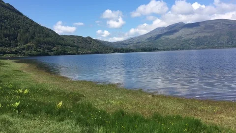 Summer At Lake Low Angle, Mountain Backdrop, Killarney National Park, Ireland Video stock 90818727