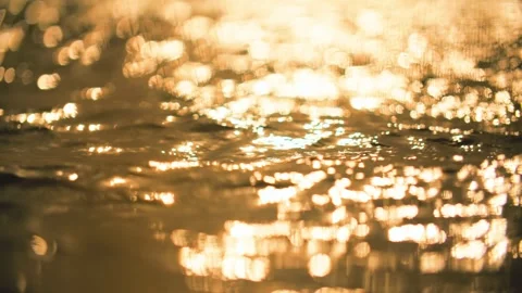 Summer lake surface at sunset  light spots, ripples, and shimmering, sparkli Stock Footage 345571844