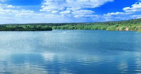 Summer lakeside panoramic Stock Photos