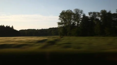 Summer land view from Moving train Stock Footage 51663534