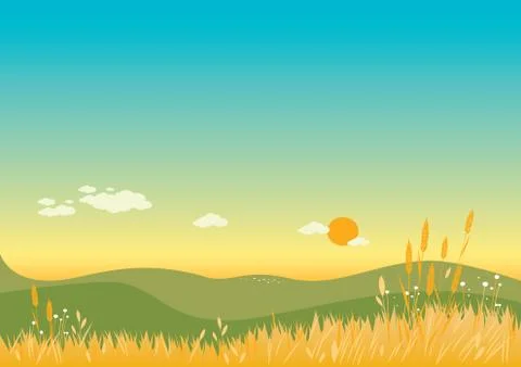 Summer landscape background. Vector illustration Stock Illustration