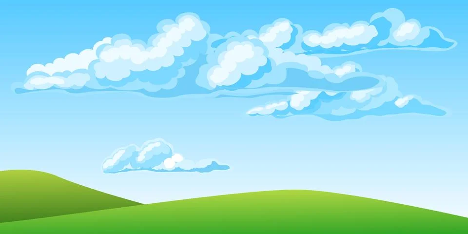 Summer landscape with beautiful clouds Stock Illustration